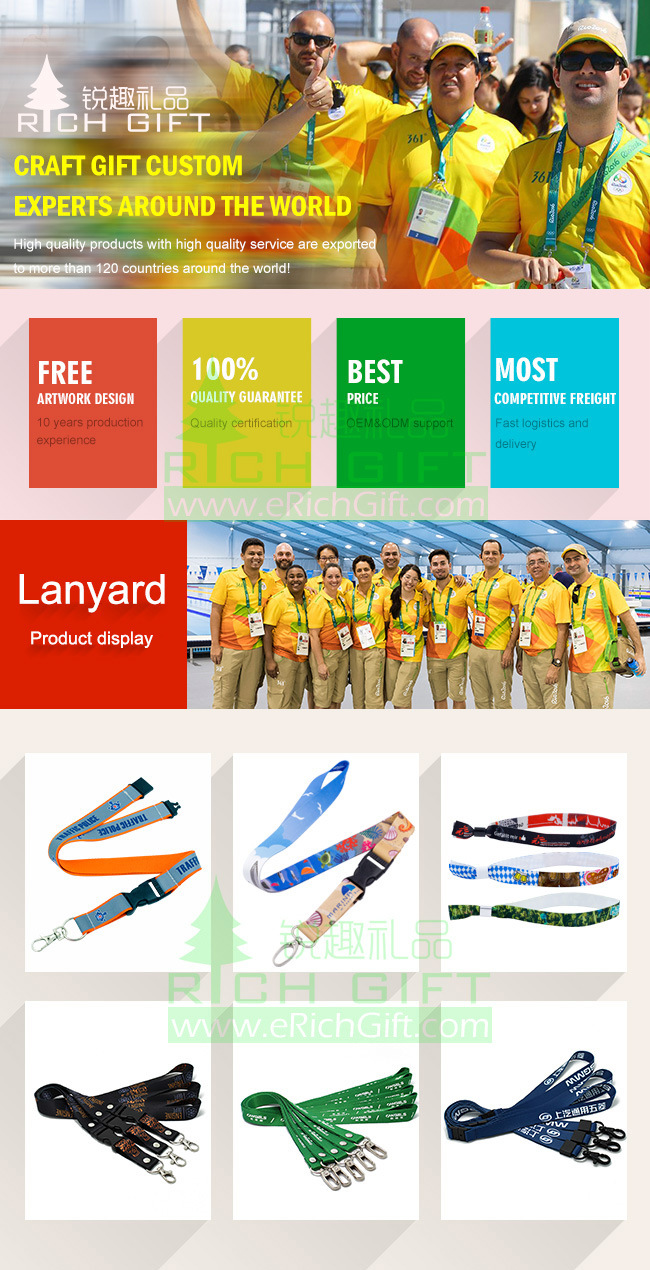 Custom ID Card Holder Polyester ID Badge Holder Lanyards with Metal Clip