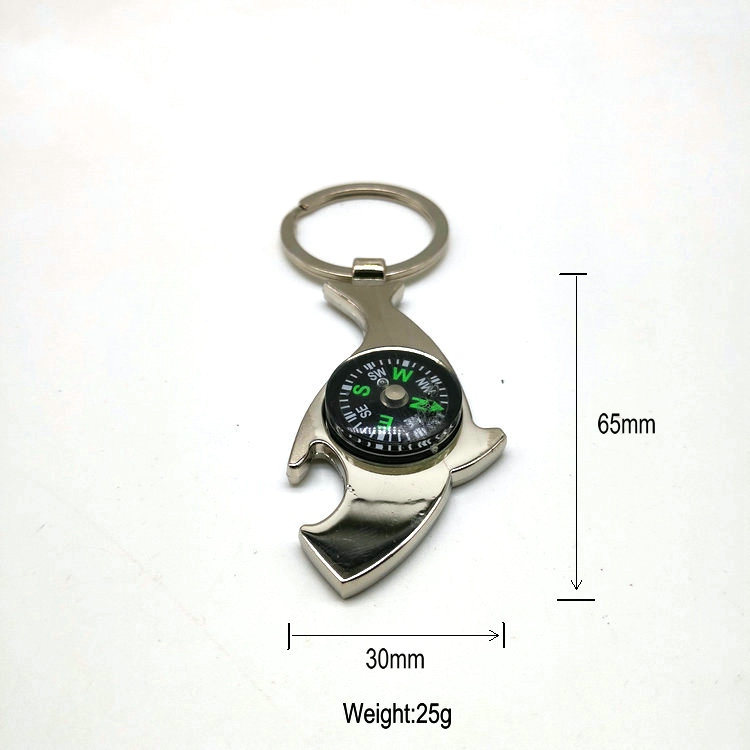 Dolphin Fish Shape Compass Metal Keychain Custom Brand Logo Keychains