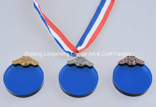 Customized Round Crystal Medal, Crystal Glass Medal for Sport Prize Items