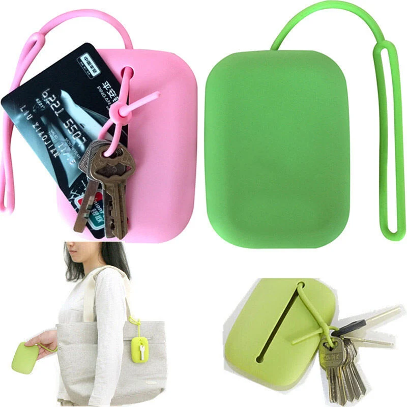Silicone Key Ring Keychain Bag Card Pouch Holder Mini Wallet