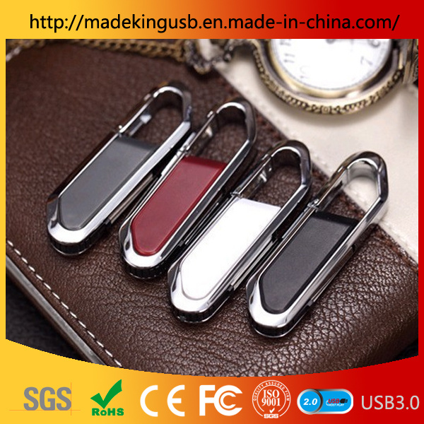 Mountaineering Keychain Leather Carabiner Metal Rotating Hook Leather USB Flash Drive