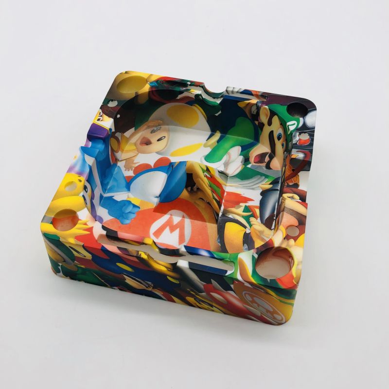 4.88 Inch Silicone Ashtray with Colorful Design Muti-Color Square Shape Ashtray