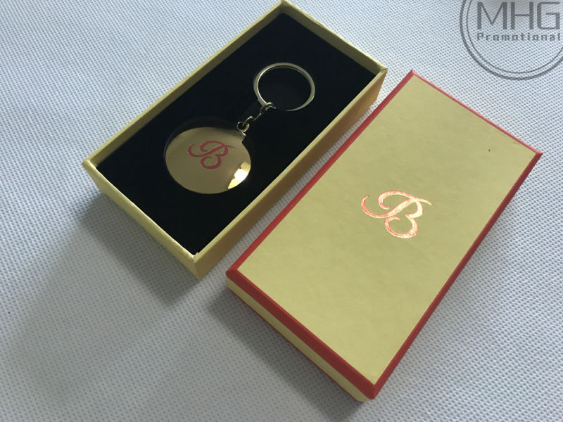 Gold Plate Enamel Paint Round Keyring Keychain