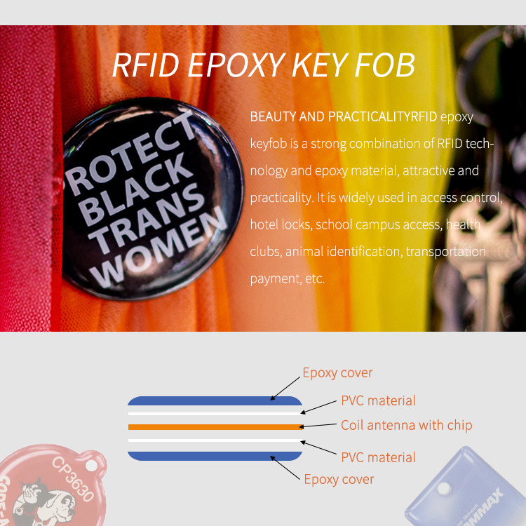 New Customized Logo Epoxy Tag 13.56MHz RFID Key Fob NFC Tags