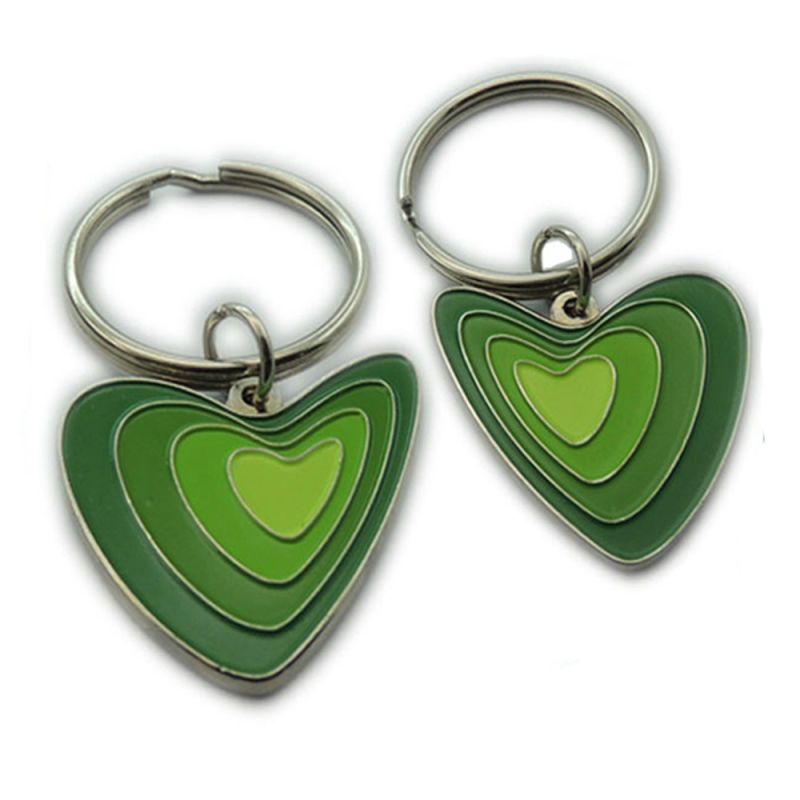 Heart Shape Soft Enamel Green Keyrings