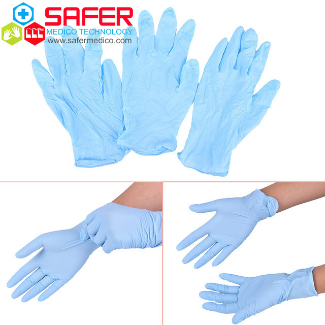 Powder Free Disposable Blue Medical Examination Nitrile Gloves with CE