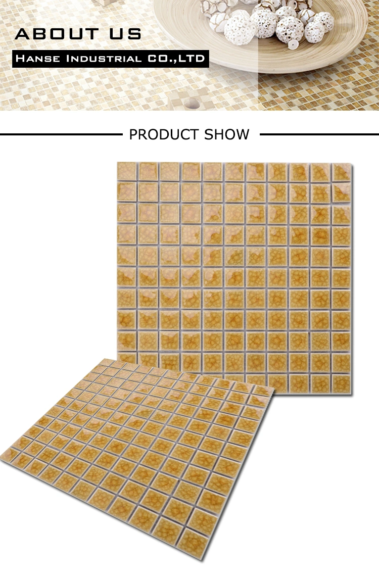 Home Application Wall and Floor Ice Crack Yellow Mosaic Tiles