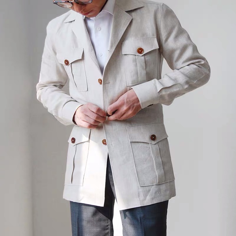 Handmade Bespoke Menswear Mens Jacket Man Safari Jackets