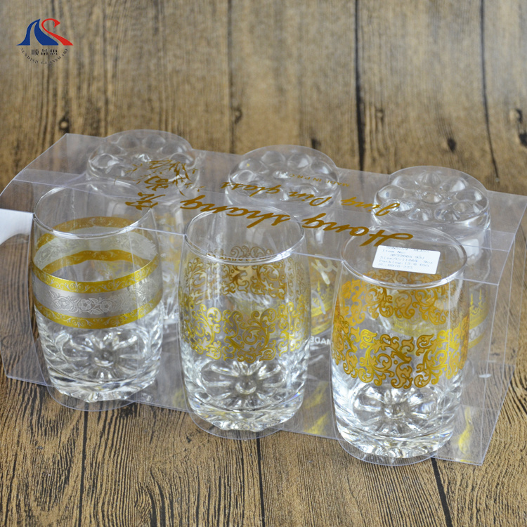 Daily Use Gold Coloured Drinking Glasses with Different Patterns