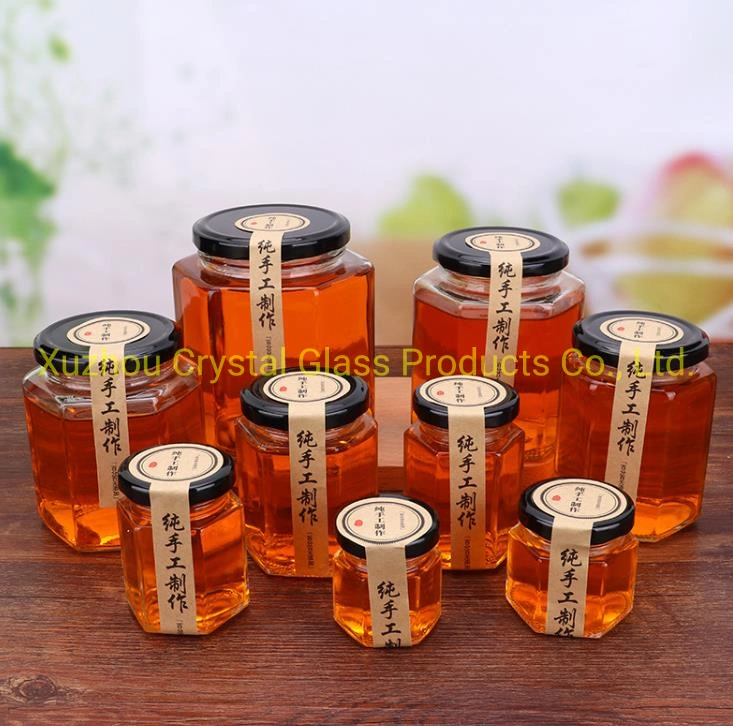 250ml Hexagonal Glass Honey Jar 350ml Honey Glass Jar