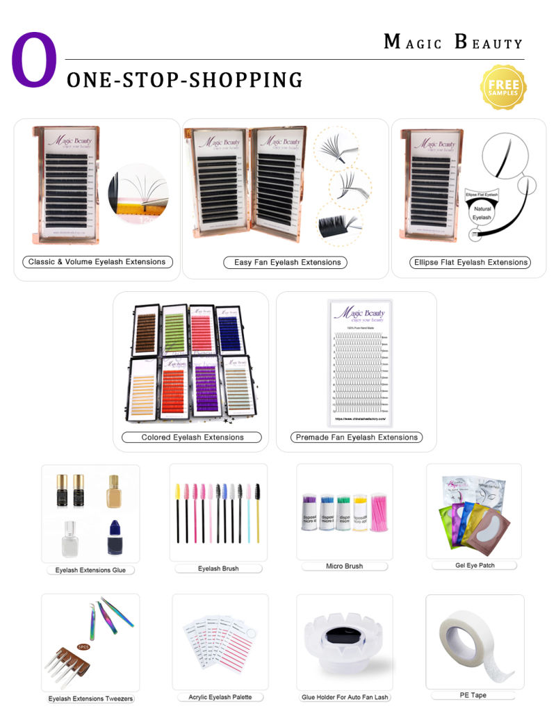 Je Private Label Colorful Eye Lash Colored Individual Eyelash Extensions with Private Label and Sample