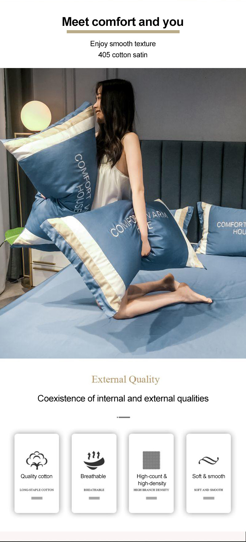 Luxury King Bed Modern Design Bedsheet King Beda Blue Twin Bed