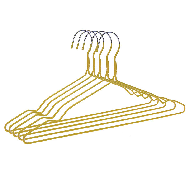 Yellow Colored PVC Coated Metal Wire Laundry Hanger