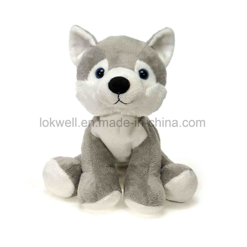 Soft Plush Blue Eyes Wolf Sitting Toys Animal