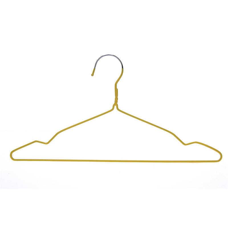 Yellow Colored PVC Coated Metal Wire Laundry Hanger