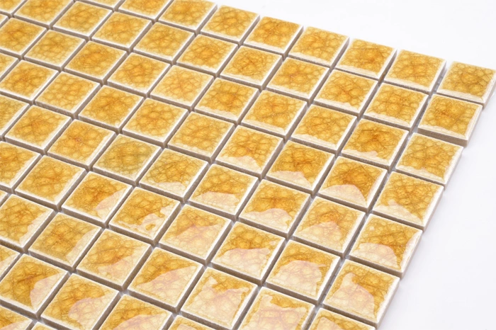 Home Application Wall and Floor Ice Crack Yellow Mosaic Tiles