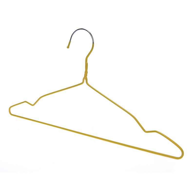 Yellow Colored PVC Coated Metal Wire Laundry Hanger