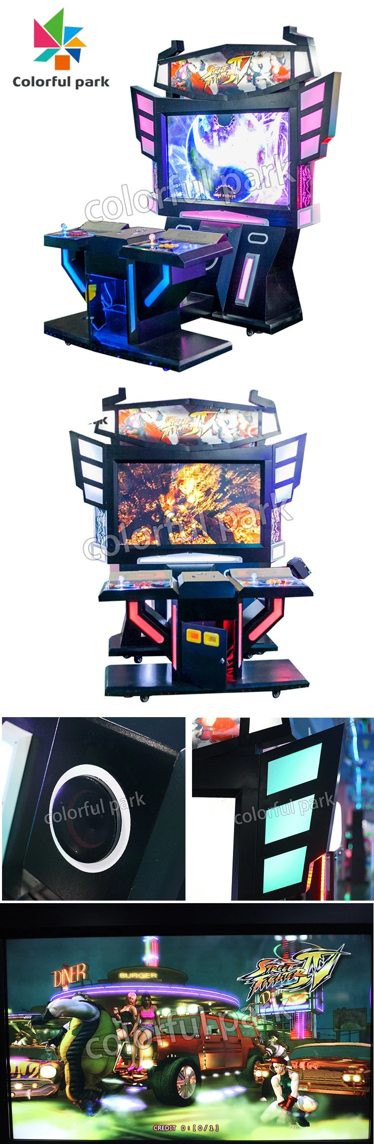 Colorful Park Coin Operated Video Street Frighting Game Machine Sport Arcade Game