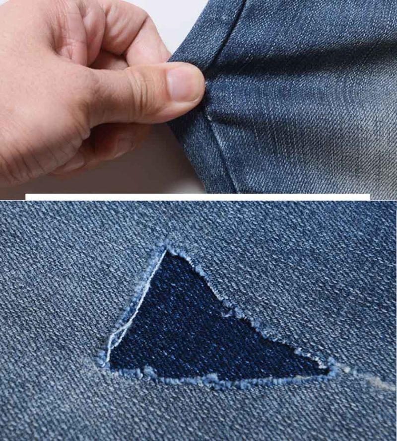 Men's Jeans Men's Stretch Patch Ripped Pants Slim-Fit Men's Trousers