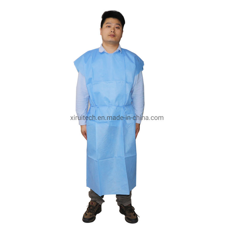Hospital Disposable SMS/PP Fabric Patient Gown safety Nonwoven Sleeveless Medical Gown