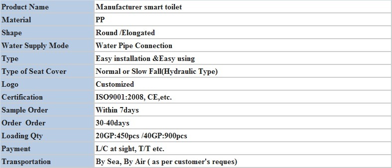 Smart Toilet Intelligent Electronic Western Brand Combined Toilet Seat