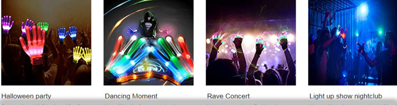 LED Gloves for Christmas Xmas Halloween Costume Birthday Party