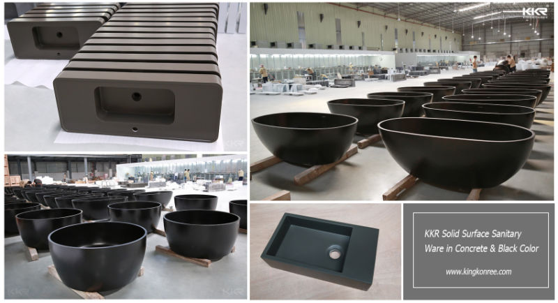Europe Popular Black Colored Solid Surface Stone Resin Freestanding Bathtub