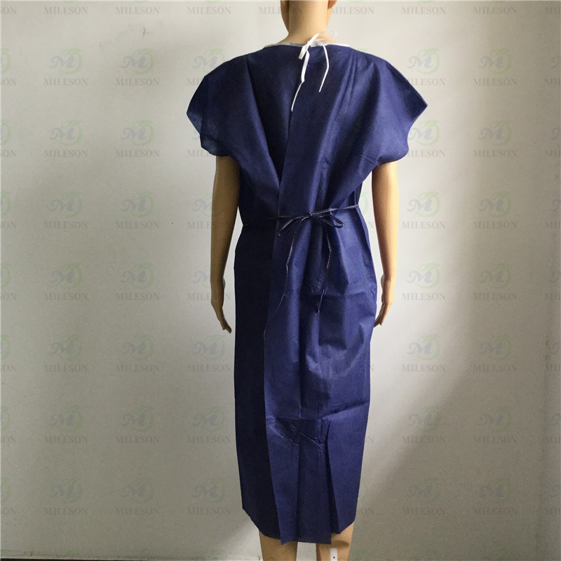 Disposable Sleeveless Navy Blue Medical Gown Exam Gown Patient Gown