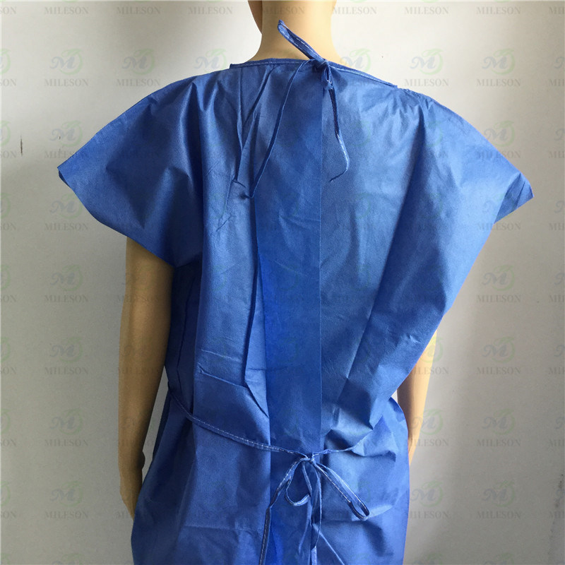 Disposable Sleeveless Blue SMS Medical Gown Exam Gown Patient Gown