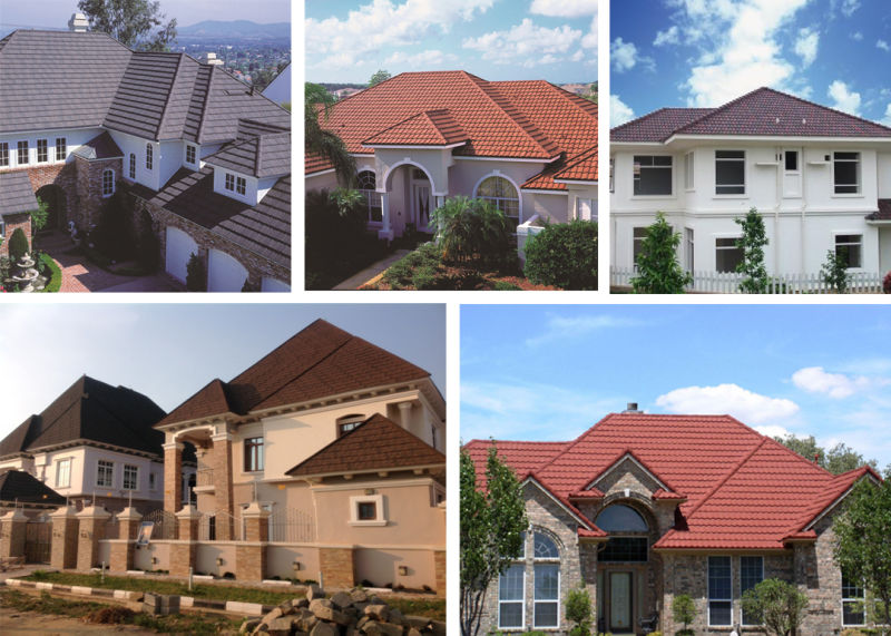 0.4*1340*420mm Colored Stone Coated Steel Roof Tile for Construction