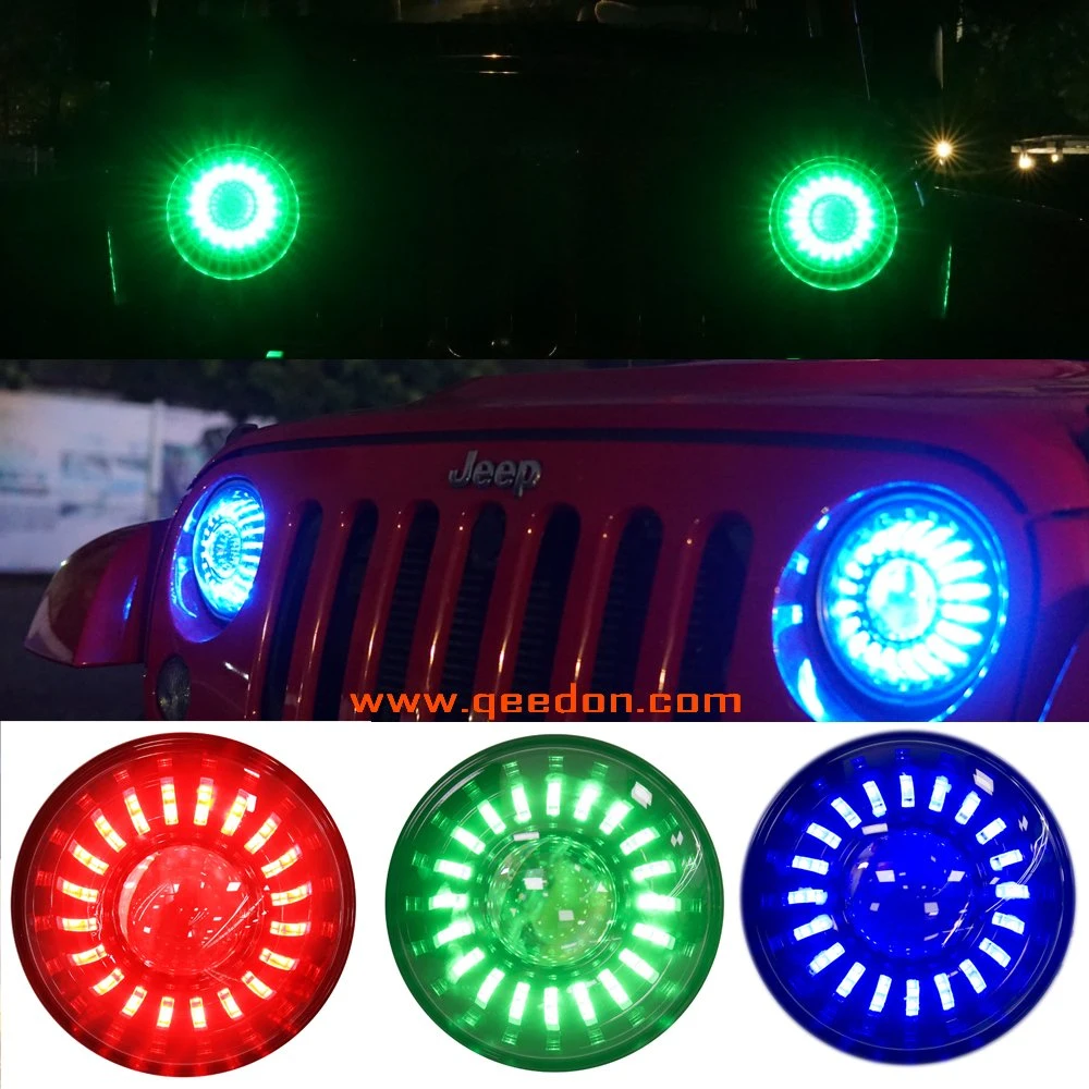 Best 7 LED Headlight with White DRL Colored Headlights Demon Eye