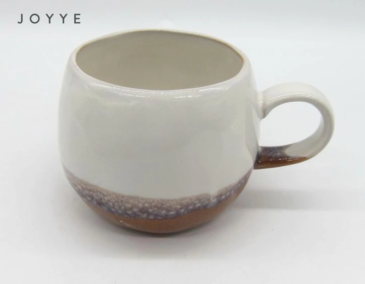 Cream and Honey-Brown Reactive Glaze Round Ceramic Mug