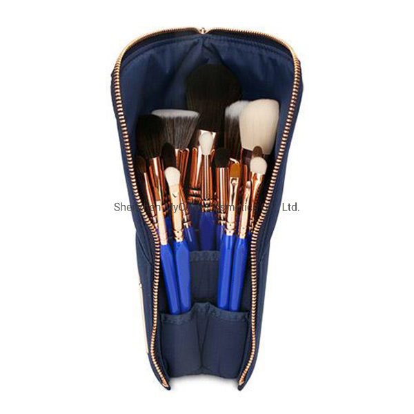 Customized New Design 15PCS Blue Cosmetic Makeup Brushes Set Face Eye Brushes