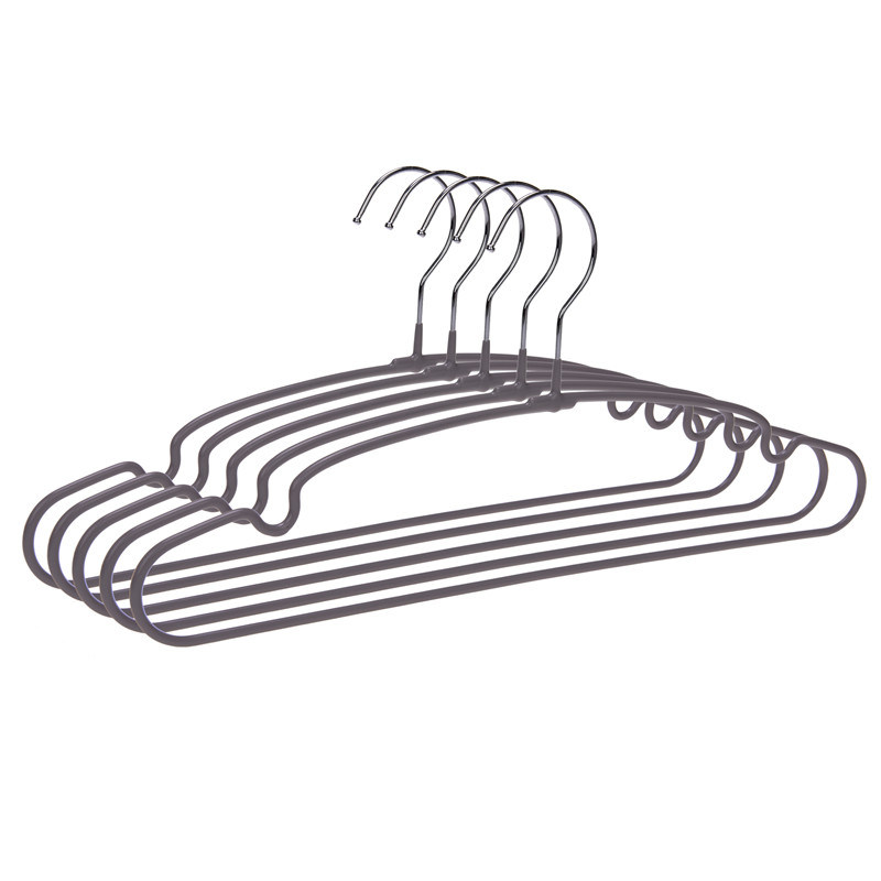 Wholesale Dark Grey Colored PVC Coated Metal Wire Hanger for Clothes