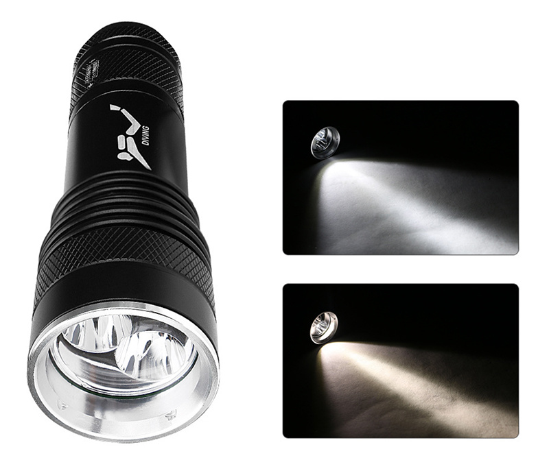 Dual Color Diving Flashlight with Magnet Switch