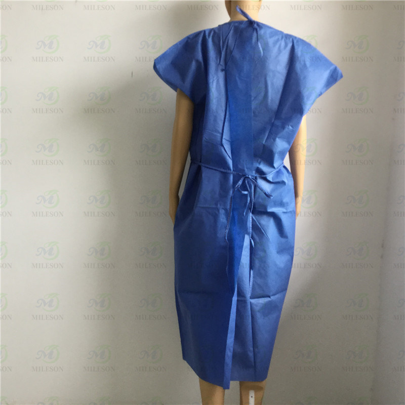 Disposable Sleeveless Blue SMS Medical Gown Exam Gown Patient Gown