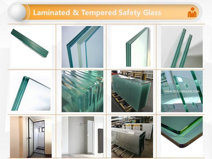 6.38mm 8.38mm Cool Aquamarine Laminated Film PVB Safety Glass