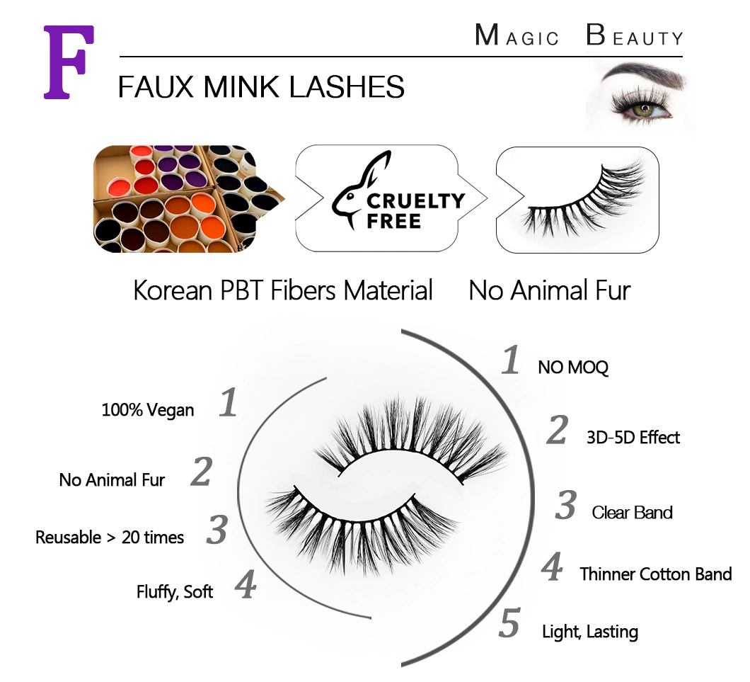 New Style 3D Colored Faux Mink Eyelashes Synthetic Eyelashes with Cheap Price