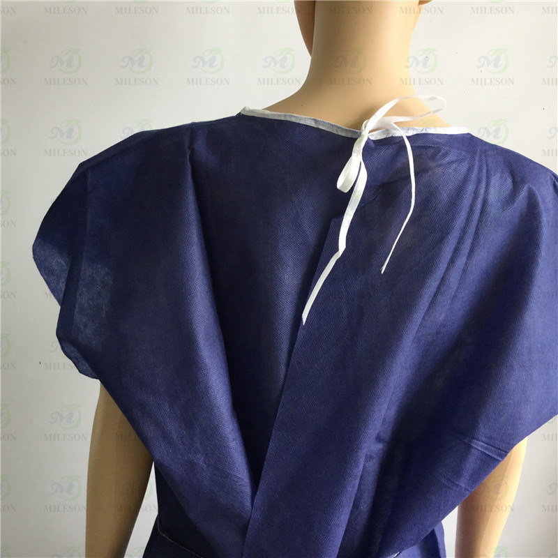 Disposable Sleeveless Navy Blue Medical Gown Exam Gown Patient Gown
