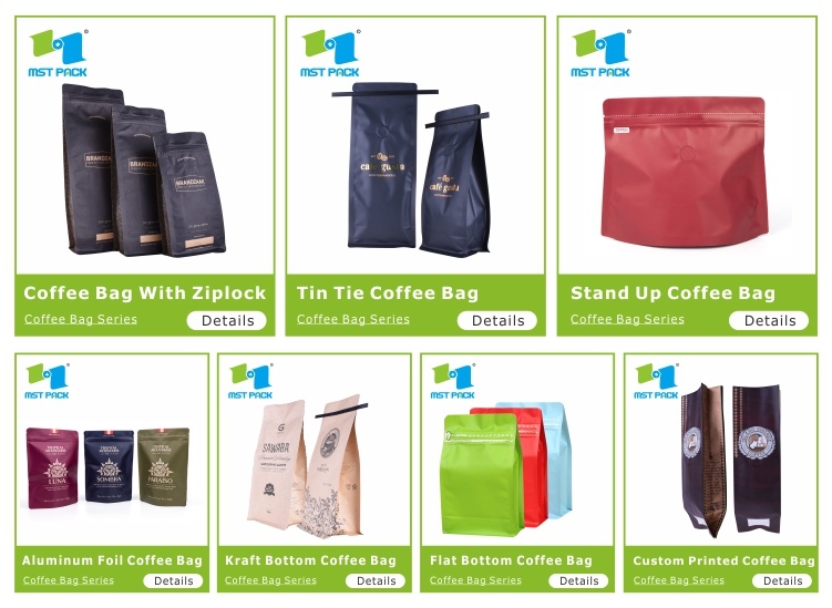 Flat Bottom Stock Coffee Bag with Pocket Zipper