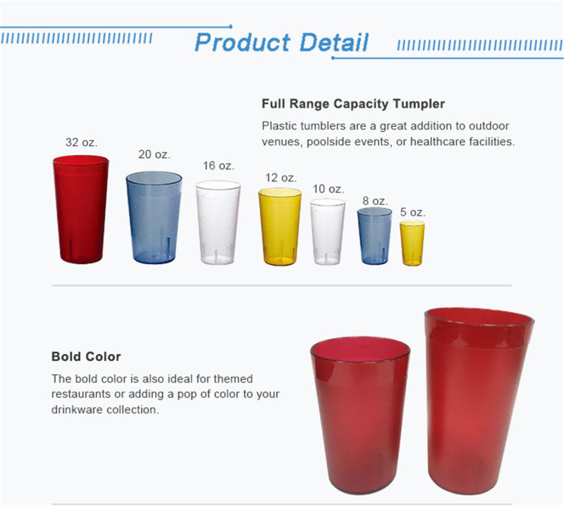 20oz Restaurant Juice Cups Reusable Drinkware in Bulk Plastic Tumbler