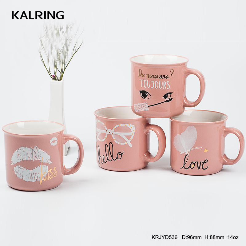 Ceramic Mug Porcelain Enamel Cup Pink Color Mug Gift Mug for Wholesale