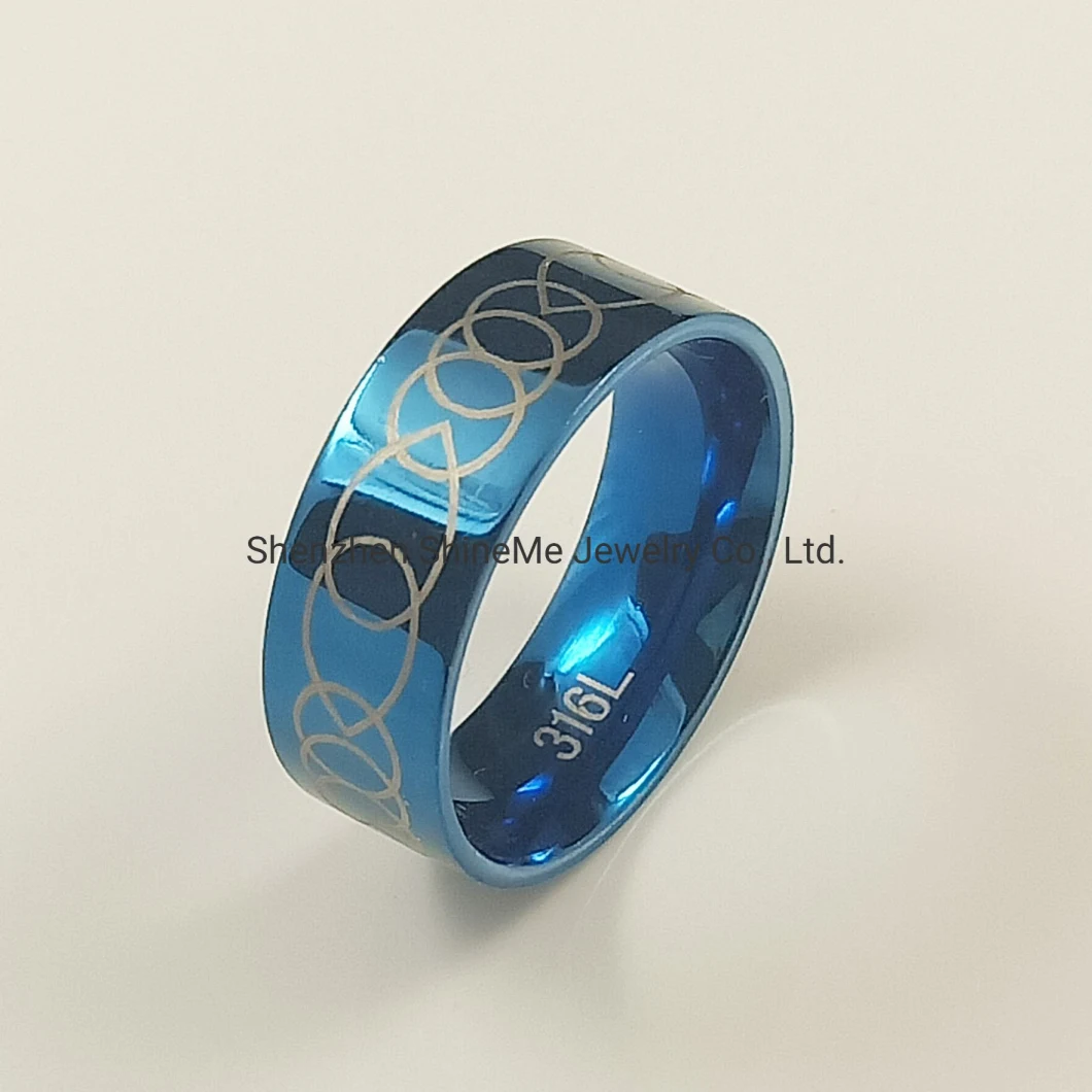 Fashion Jewelry Titanium Steel Personality Trend Stainless Steel Blue Plated Jewelry Finger Ring SSR4201