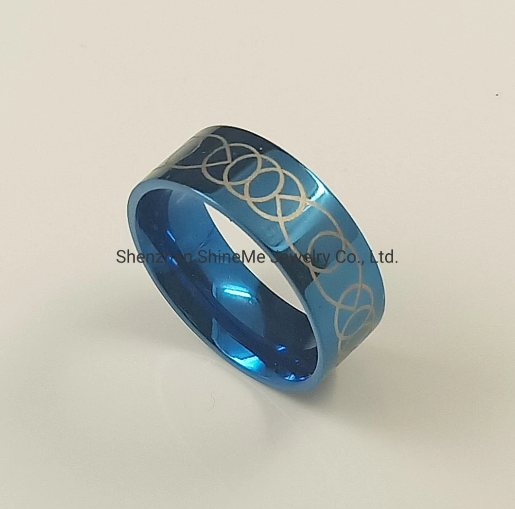 Fashion Jewelry Titanium Steel Personality Trend Stainless Steel Blue Plated Jewelry Finger Ring SSR4201