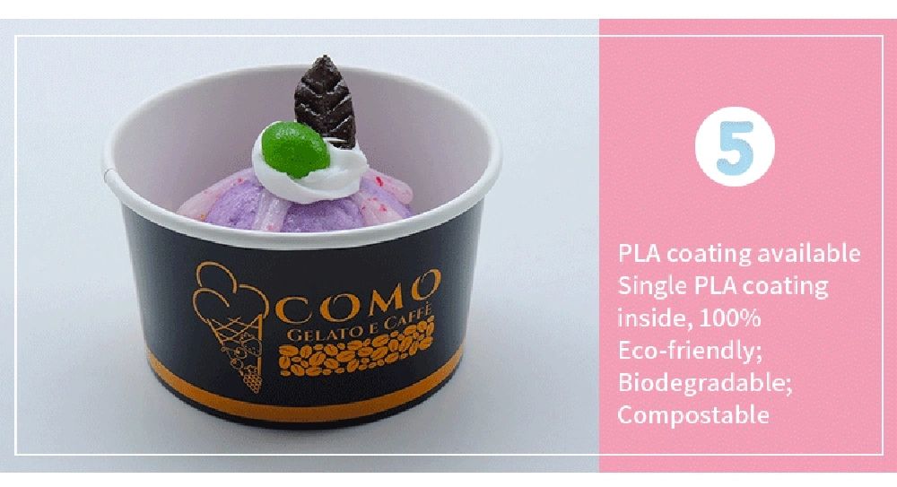 Custom Printed Ice Cream Cup 100% Biodegradable PLA Ice Cream Paper Cup