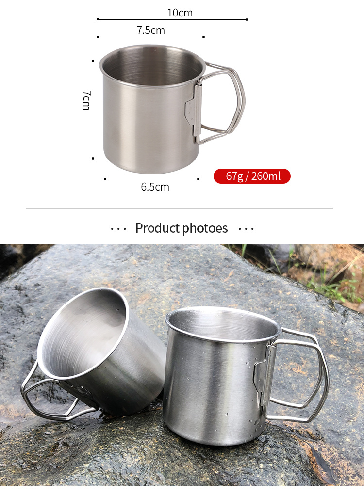 Mountaineering Camping Stainless Steel Mouth Cup Travel Outdoor Water Cup with Handle