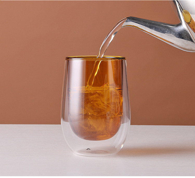 Colored Glass Coffee Mug Hand Made Double-Wall Insulated Tea Cup for Coffee and Tea