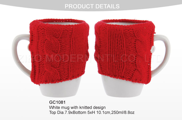 White Coffee Knitted Ceramic Mug Knitted Mug Sleeve