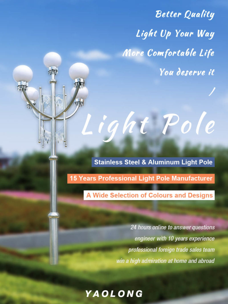 Ral Color Powder Coated Stainless Steel Round Straight Light Pole