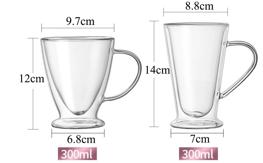 Creative High Borosilicate Glass Cup Hot Coffee Cup Double Wall Glass Cup with Handle